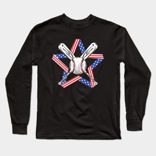 Baseball 4th of July Long Sleeve T-Shirt